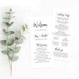 Minimal Wedding Program Template | Printable Order of Service