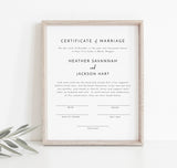 Certificate of Marriage Editable Template | Minimalist Wedding Certificate