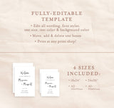 Minimalist Wedding Welcome Sign Template | Editable Welcome Sign