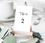 Modern Minimalist Wedding Table Number Template | Minimal Wedding Reception Decor