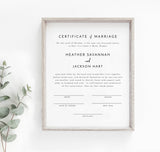 Certificate of Marriage Editable Template | Minimalist Wedding Certificate