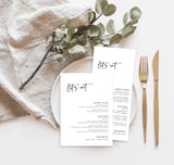 Minimal Wedding Menu Template | Modern Wedding Menu