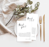 Minimalist Thank You Letter | Wedding Napkin Note 