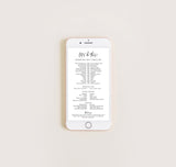 Wedding Party Timeline | Electronic Itinerary