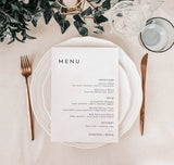 Minimalist Wedding Menu Template | Minimal Wedding Menu