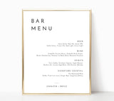 Minimalist Drink Menu Template | Printable Cocktail Menu
