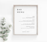 Minimalist Drink Menu Template | Printable Cocktail Menu