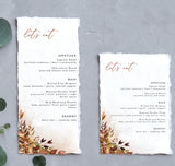 Fall Wedding Menu Template | Autumn Wedding Menu