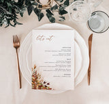 Fall Wedding Menu Template | Autumn Wedding Menu