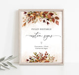 Rustic Fall Wedding Sign Template | Autumn Wedding Custom Sign