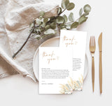 Pampas Grass Thank You Letter | Wedding Napkin Note