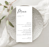 Minimalist Wedding Menu Template | Minimal Wedding Menu