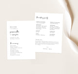 Minimalist Wedding Program Template | Printable Order of Service