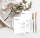 Minimalist Wedding Menu Template | Minimal Wedding Menu