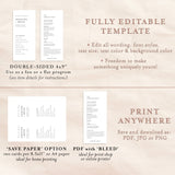 Minimalist Wedding Program Template | Printable Order of Service
