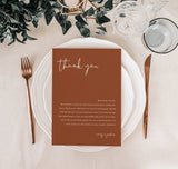 Burnt Orange Thank You Letter | Minimalist Wedding Napkin Note
