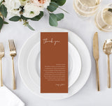 Burnt Orange Thank You Letter | Minimalist Wedding Napkin Note