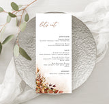 Fall Wedding Menu Template | Autumn Wedding Menu