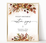 Rustic Fall Wedding Sign Template | Autumn Wedding Custom Sign
