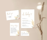 Pampas Grass Baby Shower Invitation | Baby Girl Shower Bundle