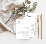 Minimalist Wedding Menu Template | Minimal Wedding Menu