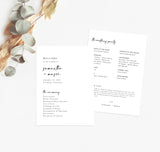Minimalist Wedding Program Template | Printable Order of Service