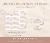 Desert Shower Recipe Request Card | Fiesta Bridal Shower Recipe Card Template