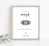 Please Wear A Mask Wedding Sign | Social Distancing Shower Sign