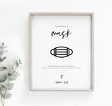 Please Wear A Mask Wedding Sign | Social Distancing Shower Sign