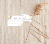 Fall Recipe Card Template | Fall Bridal Shower Recipe Card Insert