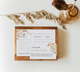 Fall Recipe Card Template | Fall Bridal Shower Recipe Card Insert