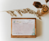 Desert Shower Recipe Card Template | Fiesta Bridal Shower