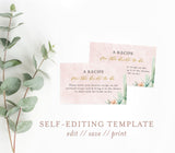 Desert Shower Recipe Request Card | Fiesta Bridal Shower Recipe Card Template