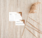 Fall Recipe Card Template | Fall Bridal Shower Recipe Card Insert
