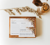 Fall Recipe Card Template | Fall Bridal Shower Recipe Card Insert