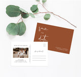 Terracotta Photo Save the Date Postcard | Minimalist Save the Date Template