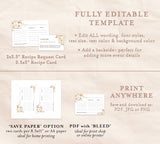 Fall Recipe Card Template | Fall Bridal Shower Recipe Card Insert