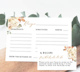 Fall Recipe Card Template | Fall Bridal Shower Recipe Card Insert