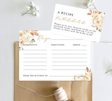 Fall Recipe Card Template | Fall Bridal Shower Recipe Card Insert