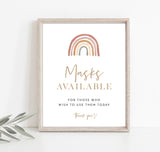 Rainbow Shower Social Distance Signs | Please Wear A Mask Wedding Sign