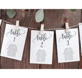 Modern Wedding Seating Chart Cards | Minimalist Wedding Table Seating Chart Cards