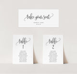 Modern Wedding Seating Chart Cards | Minimalist Wedding Table Seating Chart Cards