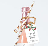 Winter Pop When She Pops Tag | Mini Champagne Bottle Tag