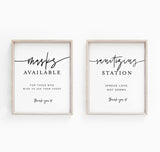 Minimalist Social Distance Signs | Masks Available Wedding Sign