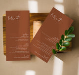Burnt Orange Wedding Menu Template | Terracotta Wedding Menu
