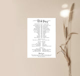 Wedding Party Timeline | Printable Wedding Day Schedule