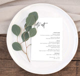 Minimal Wedding Menu Template | Modern Wedding Menu