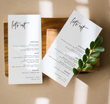 Minimal Wedding Menu Template | Modern Wedding Menu