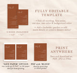 Burnt Orange Wedding Menu Template | Terracotta Wedding Menu