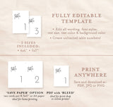 Minimalist Wedding Table Number Template | Modern Wedding Table Number